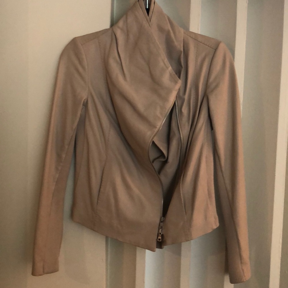 vince leather scuba jacket blush xs